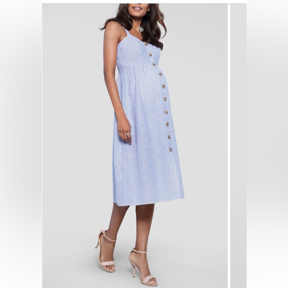 Seraphine Button Front Maternity/Nursing Midi Sundress